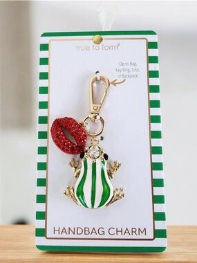 True to Form Lip Frog Gold Enamel Bag Charm